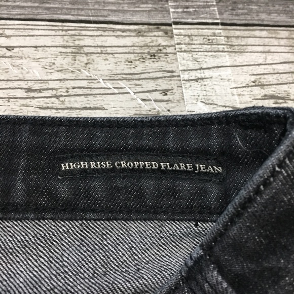 Abercrombie Fitch High Rise Cropped Flare Jeans Women’s 24/26R Black Gray - Picture 8 of 11